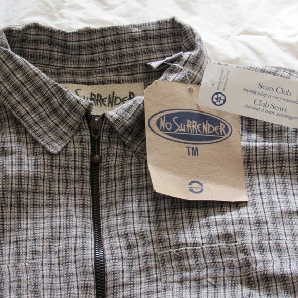 True Vtg Pool Shirt Medium Men's Zipper Front No Surrender Sears Club Beige NWT - Picture 2 of 13